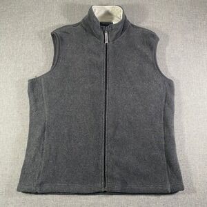 GAP Stretch Fleece Vest Womens L Gray Full Zip Sleeveless Casual Layering